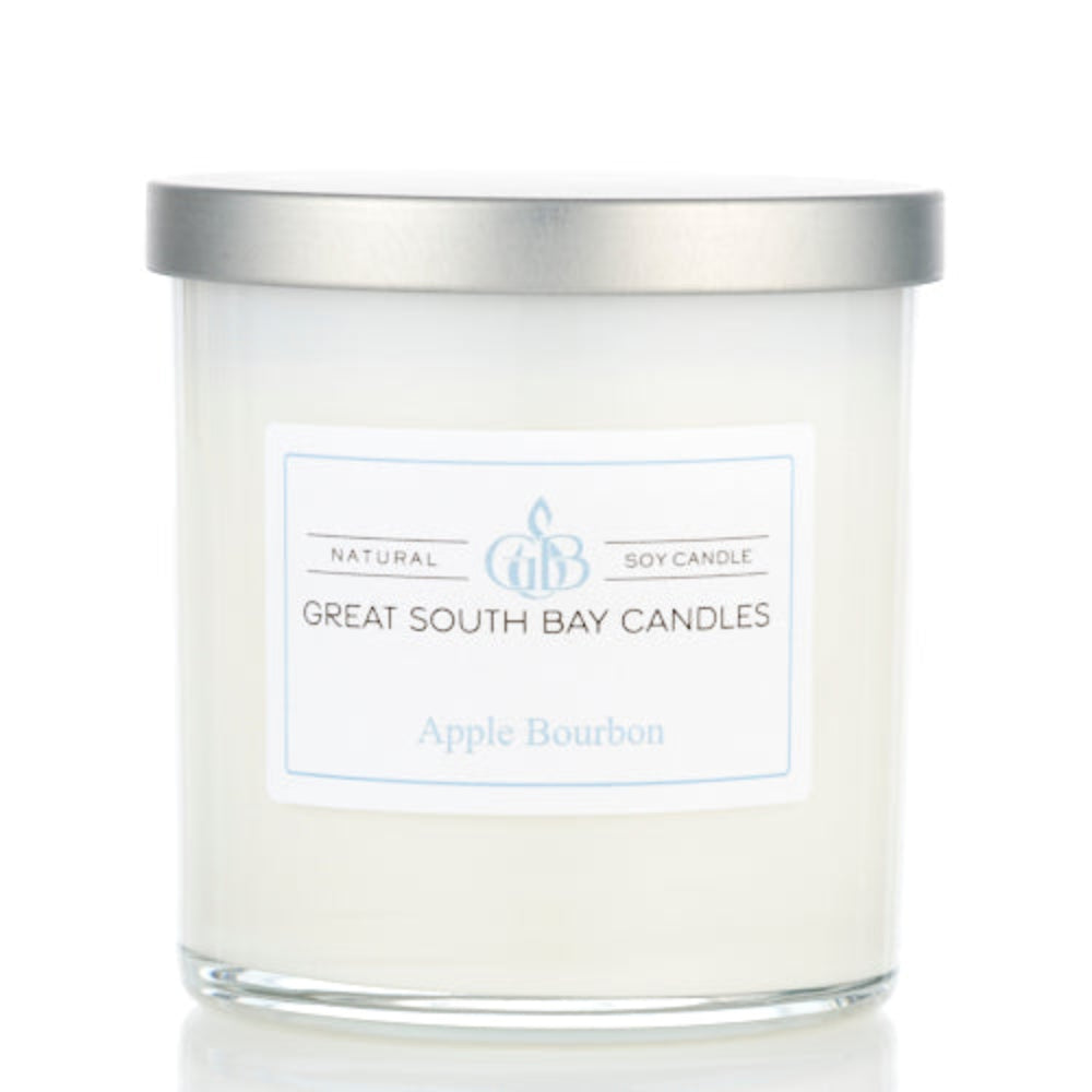 Apple Bourbon 8oz scented candle on a white background.
