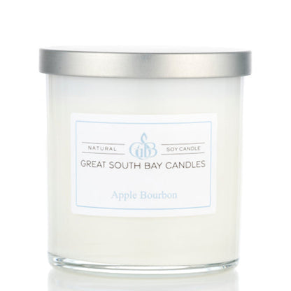 Apple Bourbon 8oz scented candle on a white background.
