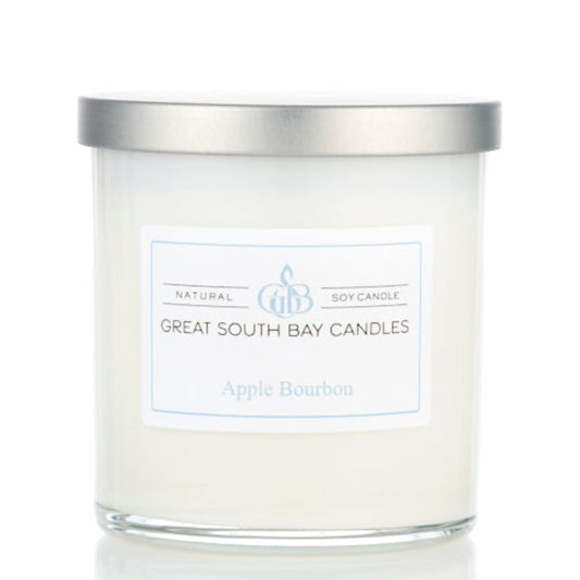 Apple Bourbon 8oz scented candle on a white background.