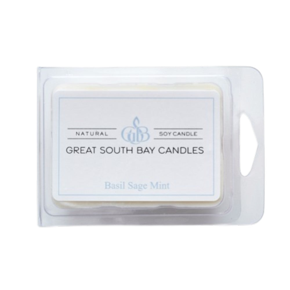 Great South Bay Candles Basil Sage Mint wax melt package on a white background.