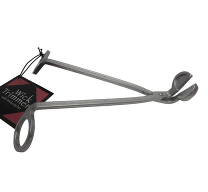Silver candle wick trimmer for use on all candles types.