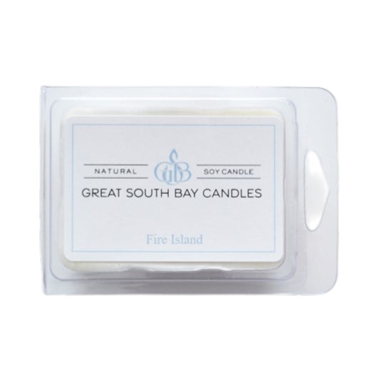 Fire Island beach scented wax melts on a white background.