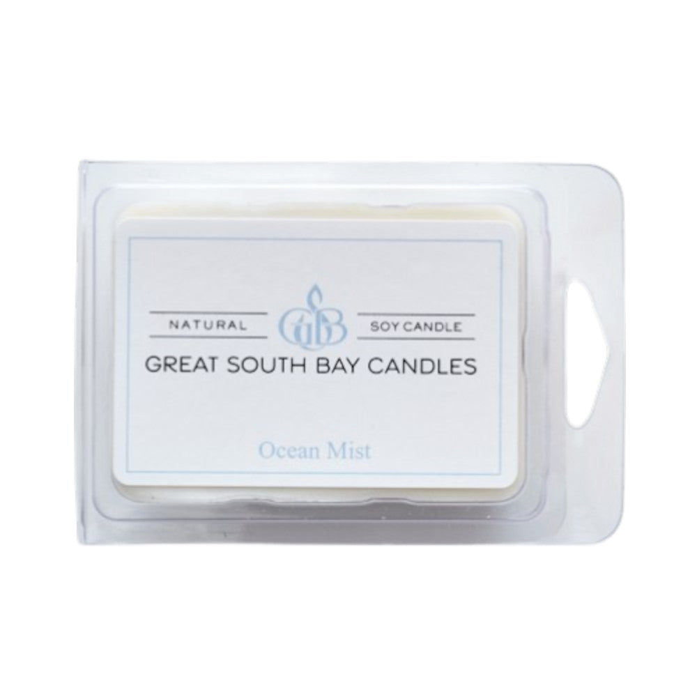 Great South Bay Candles Ocean Mist wax melt in packaging on a white background.