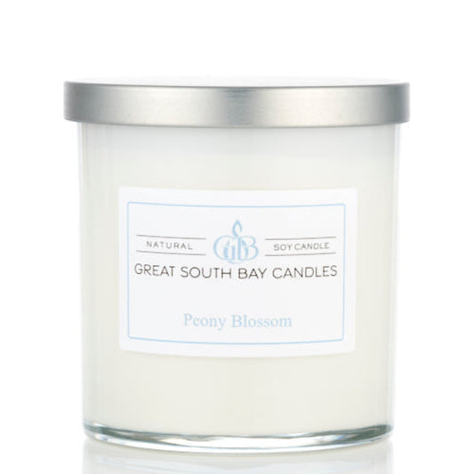 Peony Blossom floral candle in a glass tumbler.