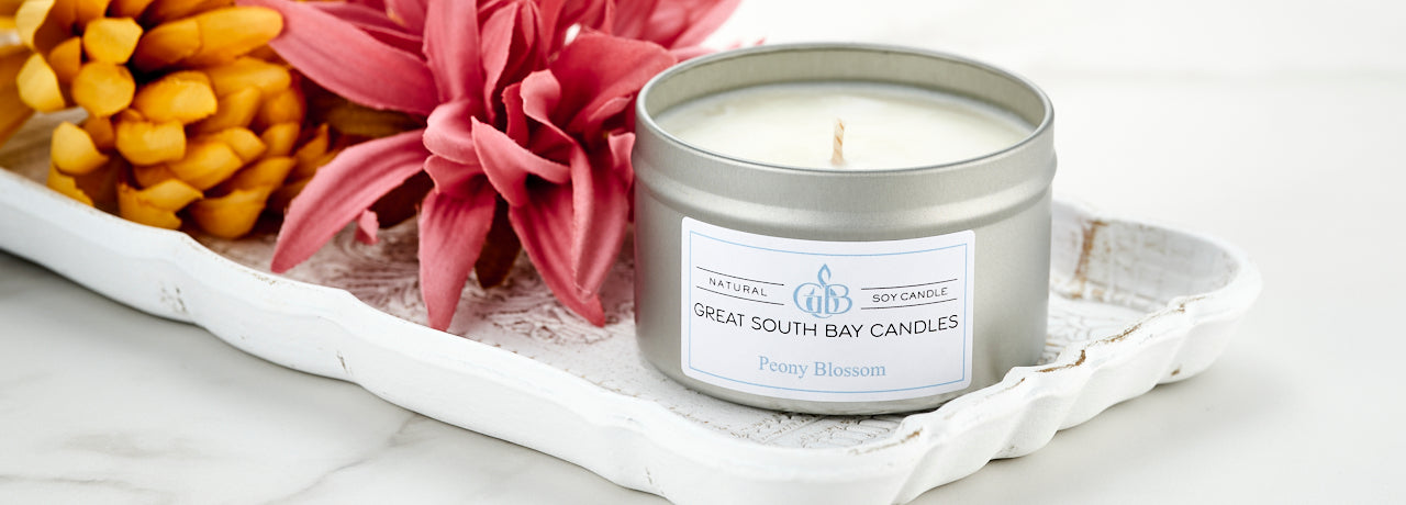 scented soy candles in travel tin - Great South Bay Candle Company