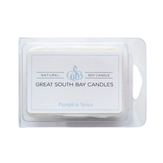 Great South Bay Candles Pumpkin Spice wax melt in packaging on a white background.