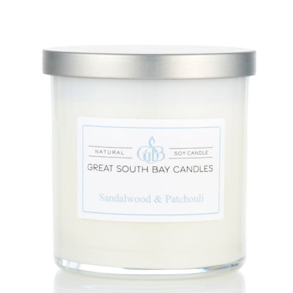 Sandalwood and Patchouli scented candle by Great South Bay Candle Company.