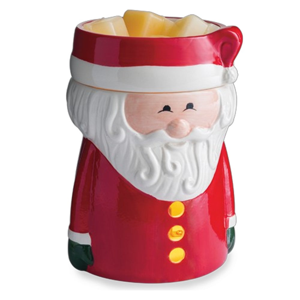 Santa Claus tabletop candle wax warmer on a white background.