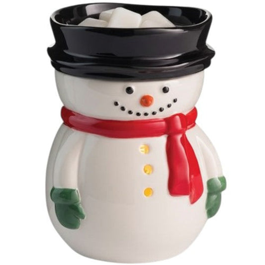 Snowman plug in wax warmer on a white background.