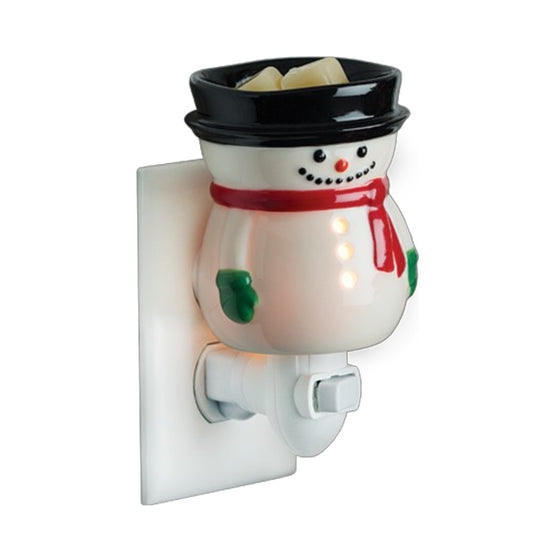 Snowman candle wax warmer on a white background.