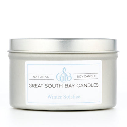 Winter Solstice candle in a 6oz silver tin.