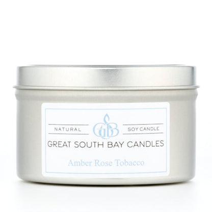Amber Rose Tobacco scented 6oz. travel candle. 